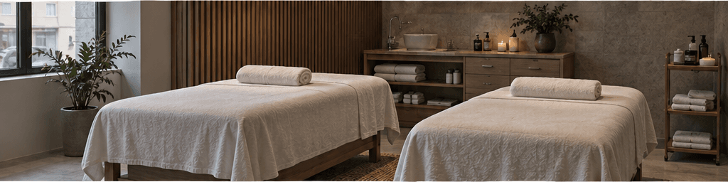 Interior de un spa con camillas de tratamiento